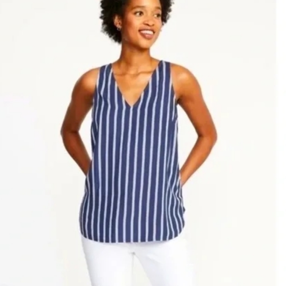 Old Navy Navy and White Striped Tank Top